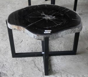 Petrified wood round slab as Drop-Leaf Table 