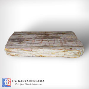 Petrified Wood Rectangle Bench White