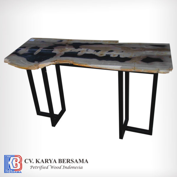 Petrified Wood Stainless Steel Console Table