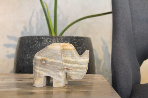 Petrified Wood Rhino Decorative 6